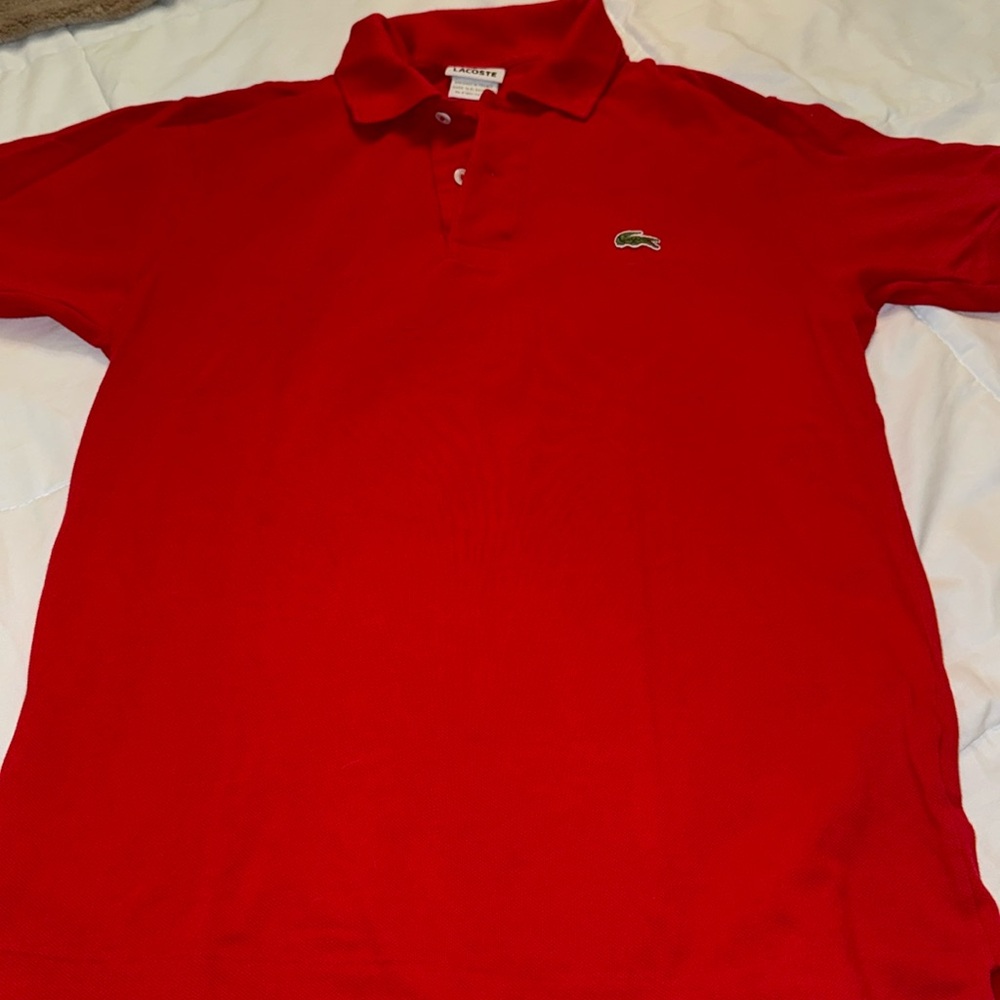 Men’s LACOSTE red polo- short sleeve size 3 (men’s small)